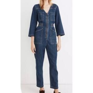 Madewell Denim Jumpsuit Small Blue Zip Front One Piece Coveralls NWOT